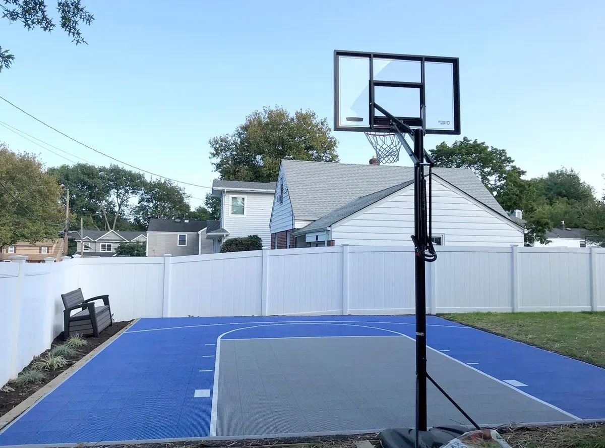Finished interlocking tile basketball court