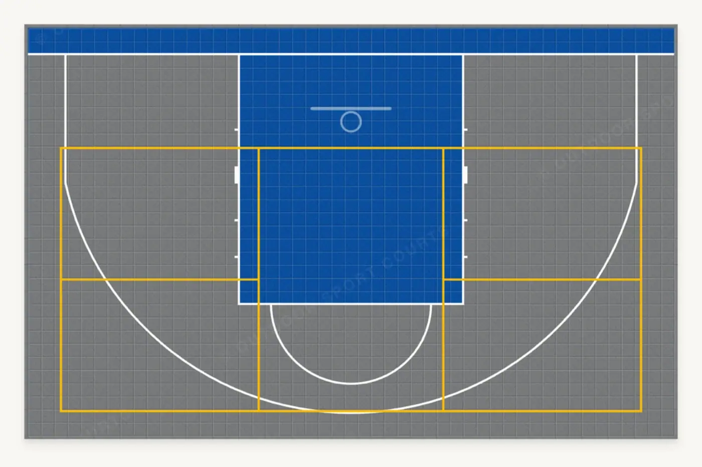 Dimensioned plan of the compact multi-sport court
