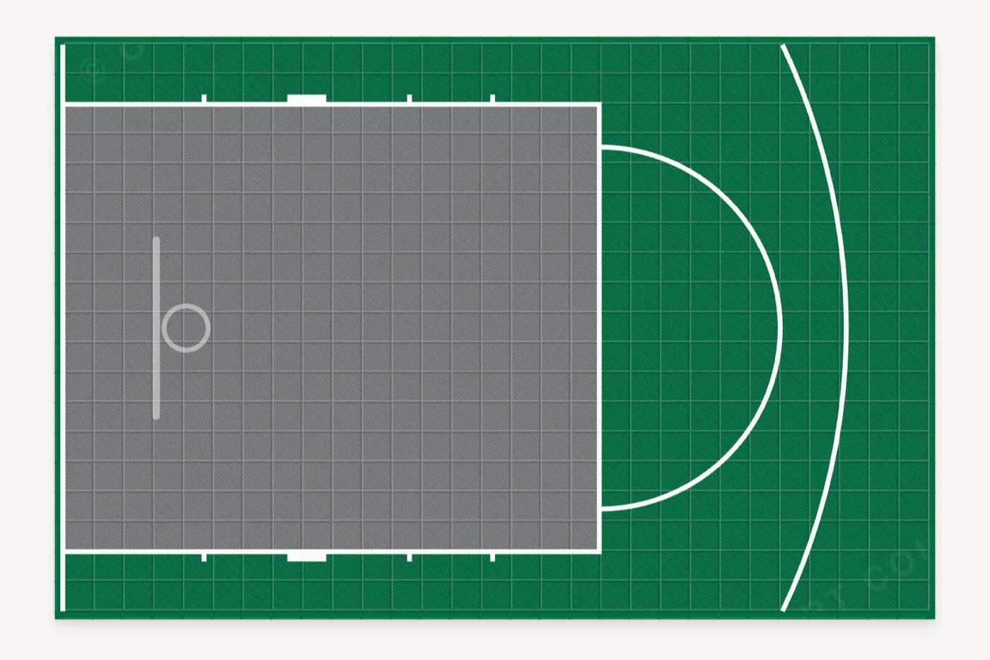 Dimensioned plan of the free-throw basketball court