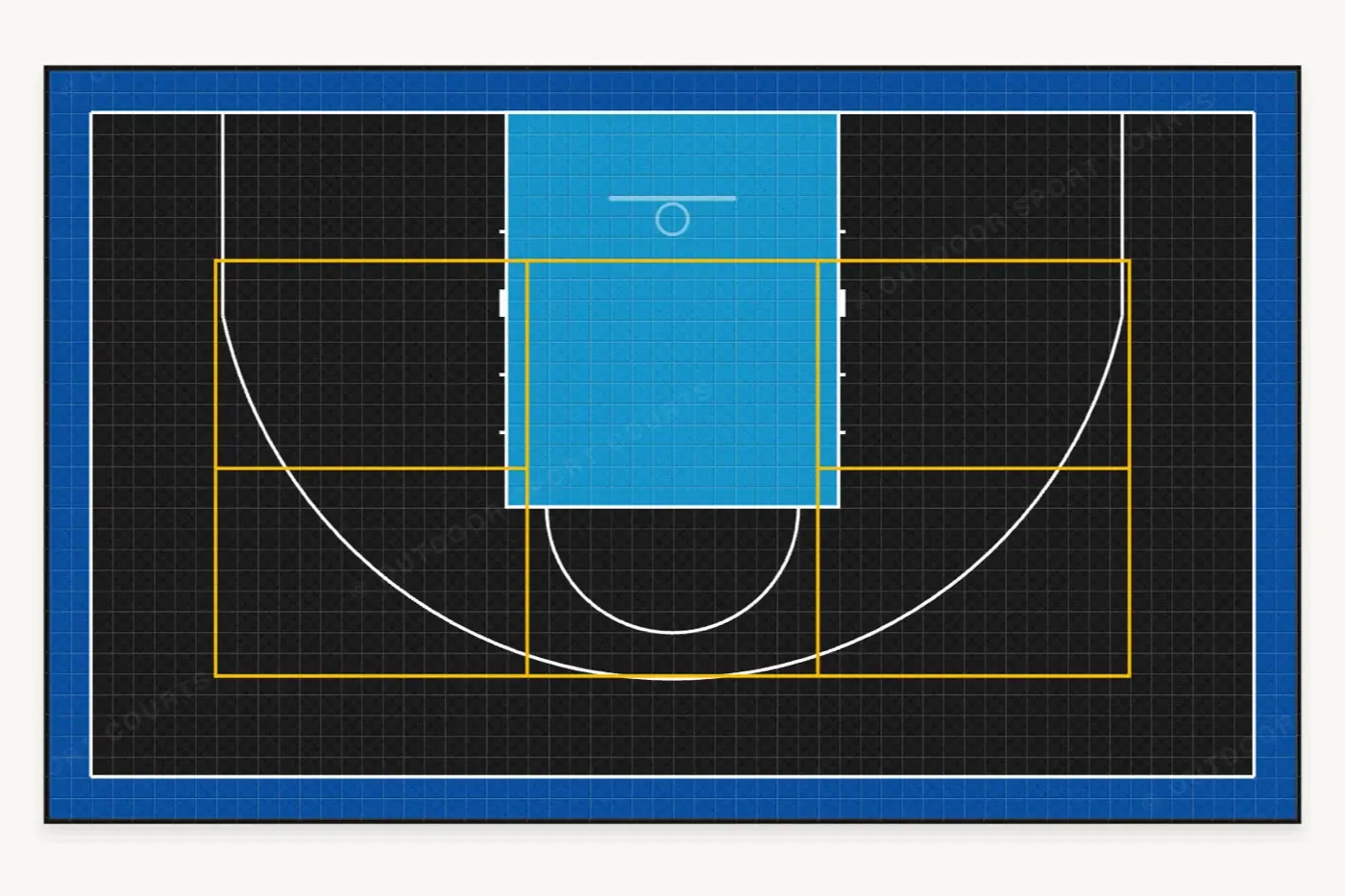 Dimensioned plan of the pro multi-sport court