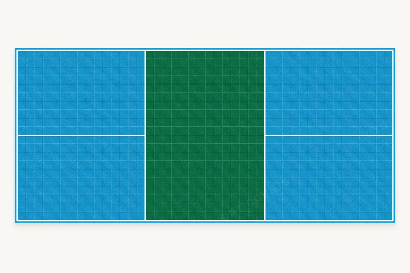 Dimensioned plan of the regulation pickleball court