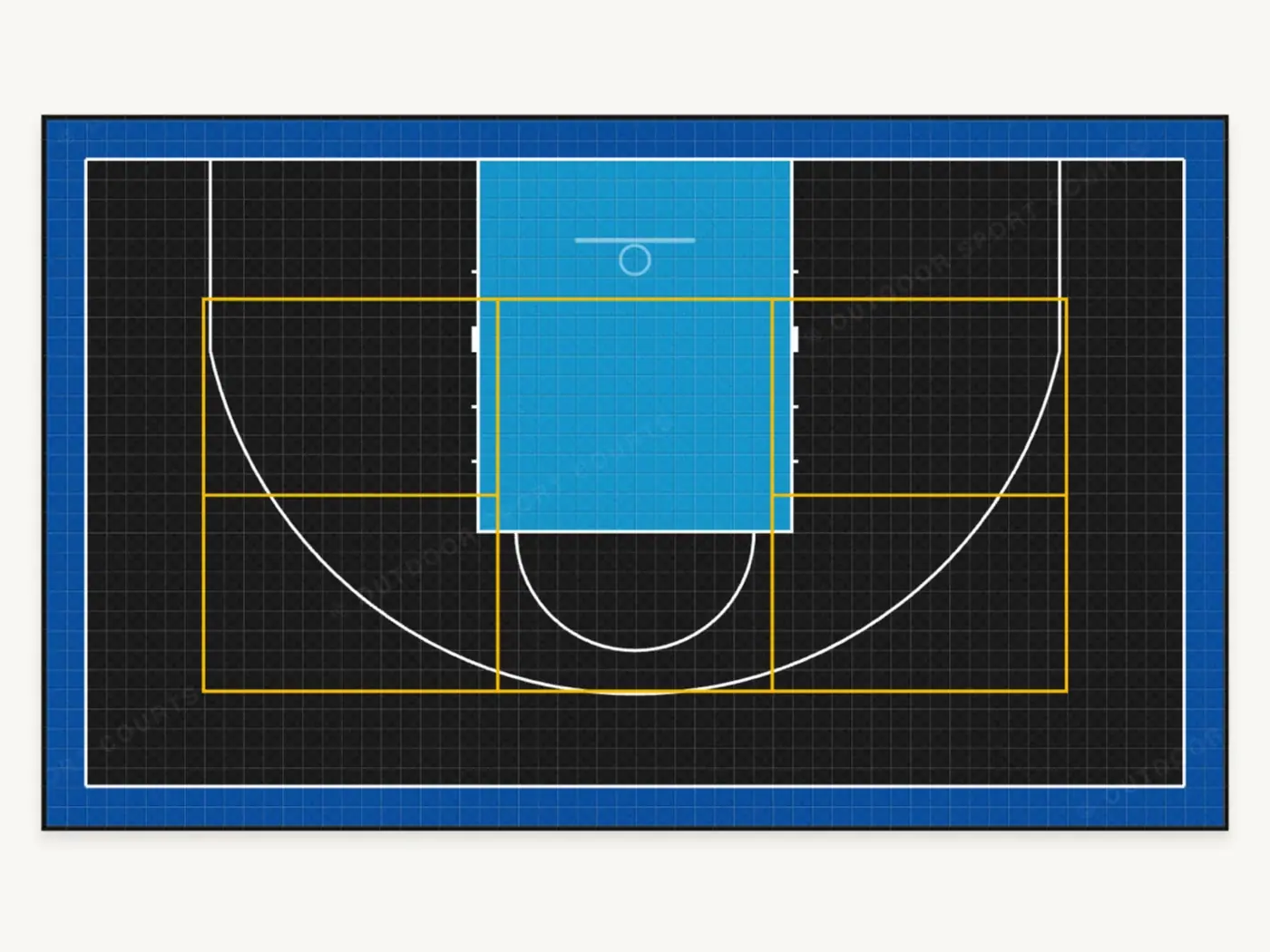 Pro Multi-Sport Court — top-down court plan in the default colourway