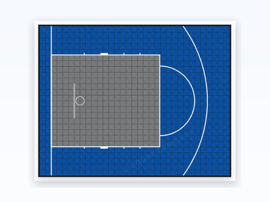 Indigo and stone two-tone basketball court design